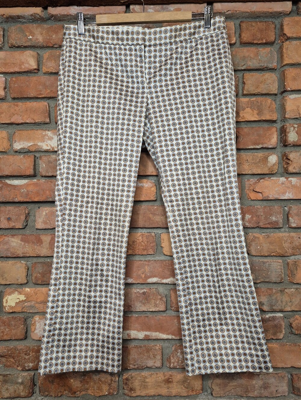 J.Crew City Fit Printed Cropped Ankle Pants Size 6 Cotton Stretch